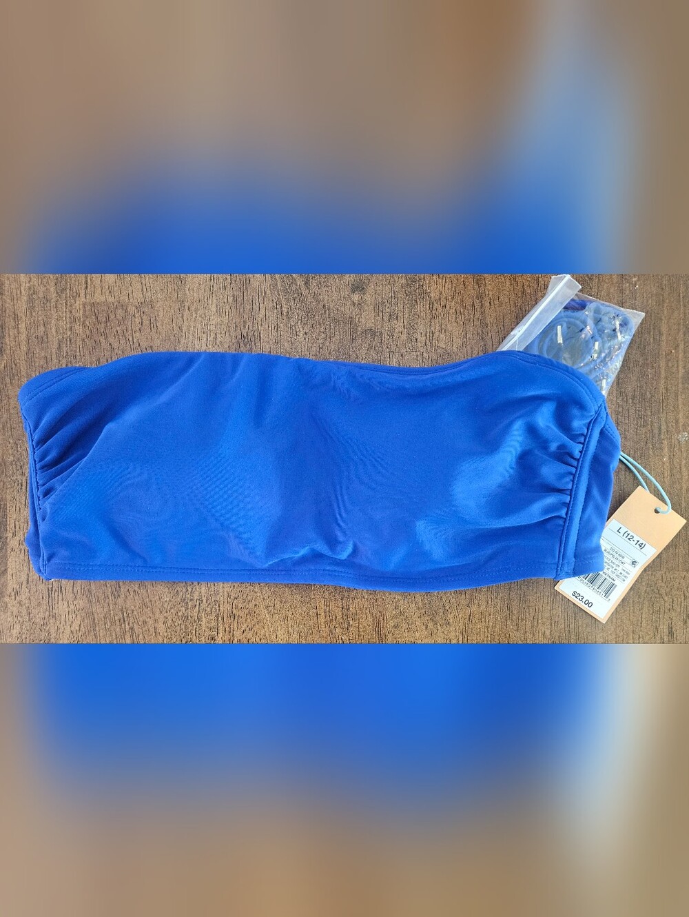 Kona Sol Bright Blue Strapless Bandeau Bikini Top
